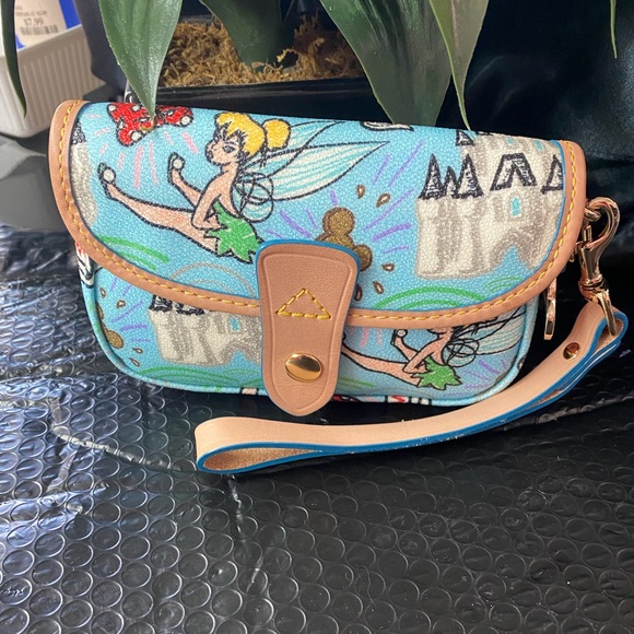 Dooney & Bourke Wristlet New Blue and Tan Canvas Bag - Picture 2 of 16